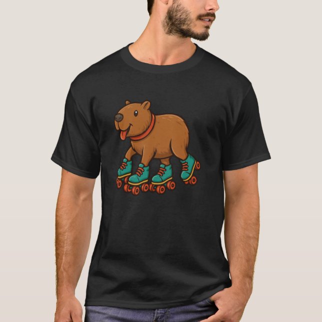 T-shirt Patin à roulettes de capybara (Devant)