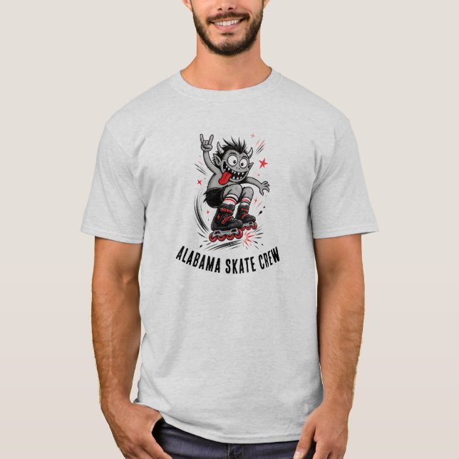T-shirt Patin à roulettes de monstre de dessin animé (Devant)