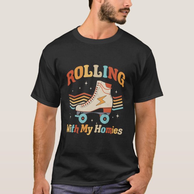 T-shirt Patin à roulettes Faire du roller avec mes potes P (Devant)