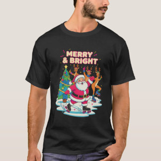 T-shirt Patin à roulettes Santa joyeux et lumineux