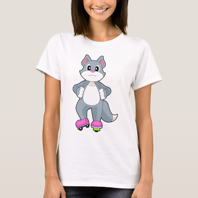 T-shirt Patin en ligne Chat Patins Sports (Devant)