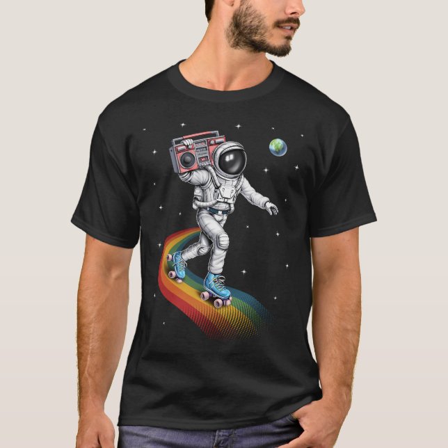 T-shirt Patinage à roulettes d'astronaute (Devant)