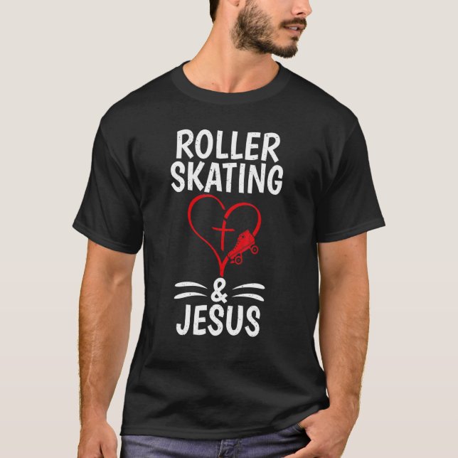 T-shirt Patinage à roulettes et patinage à roulettes Jesus (Devant)