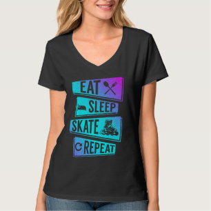 T-shirt Patinage à roulettes Filles amusantes Mangez Sleep