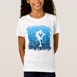 T-Shirt Patinage artistique bleu de gradient dans la neige
