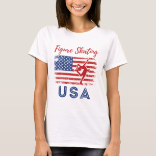 T-shirt Patinage artistique USA American Flag Ice Skater