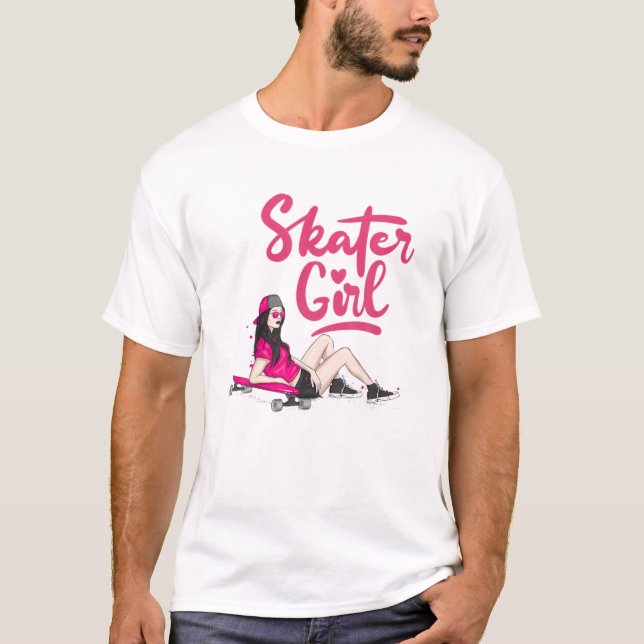 T-shirt Patinage cool Art Femmes Filles Skateboard Skatebo (Devant)