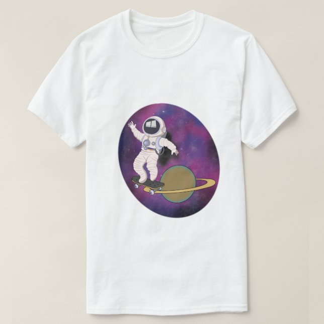 T-shirt Patinage d'astronautes dans l'espace (Design devant)