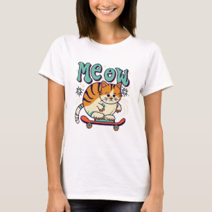 T-shirt Patinage de chat miaou