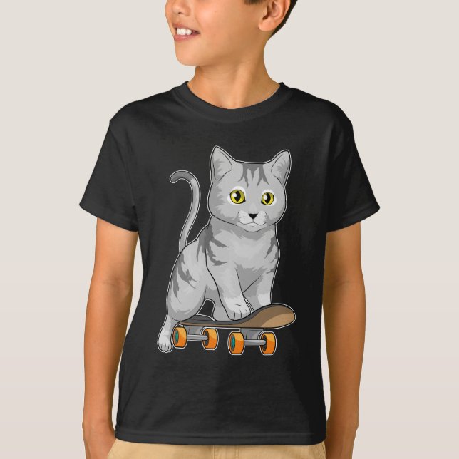 T-shirt Patinage de chat Skateboard Sports (Devant)