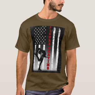 T-SHIRT PATINAGE DE FIGURE NOIR DU DRAPEAU AMÉRICAIN