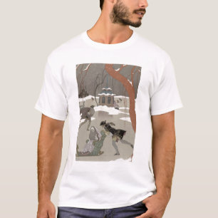 T-shirt Patinage de glace sur le lac congelé, illustratio