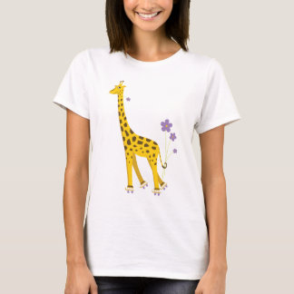 T-shirt Patinage de rouleau drôle de girafe