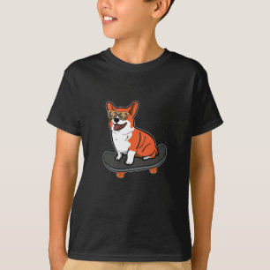 T-shirt Patinage Dog Corgi lunettes de soleil Patinage Chi