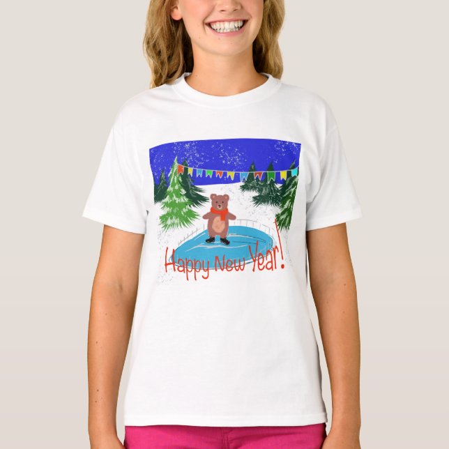 T-shirt Patinage drôle d'ours (Devant)