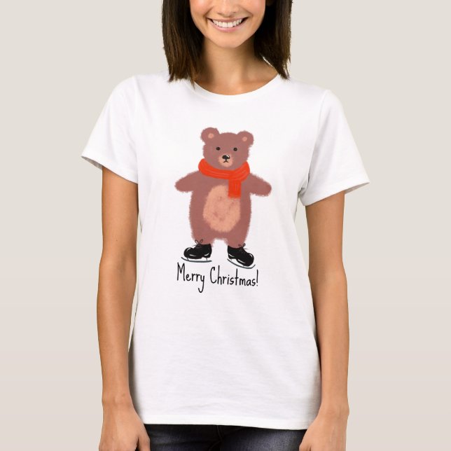 T-shirt Patinage drôle d'ours (Devant)