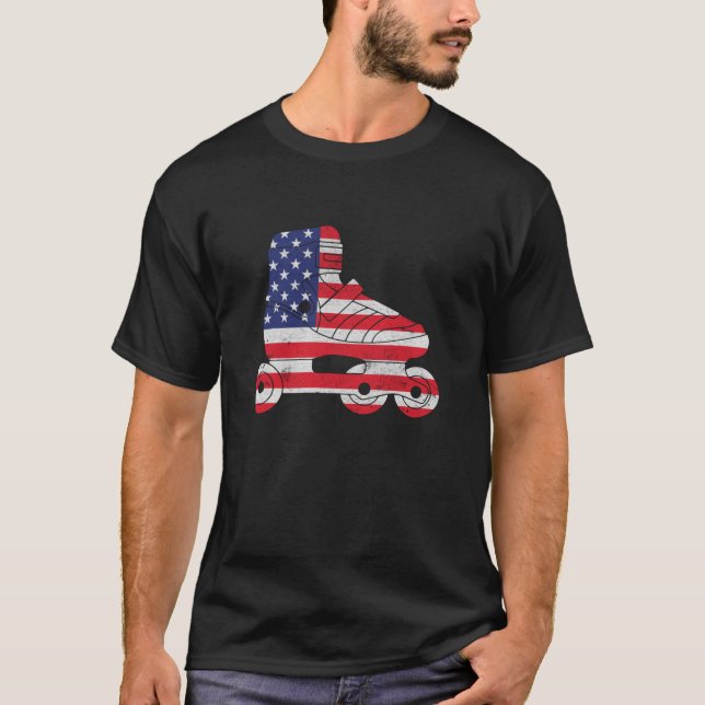 T-shirt Patinage Fête de l'Indépendance Patriotique USA Dr (Devant)