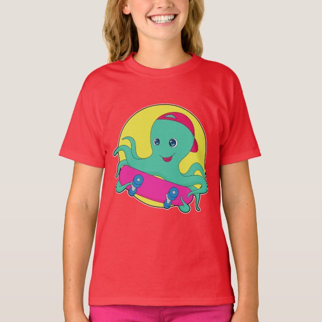 T-shirt Patinage Octopus Skateboard (Devant)