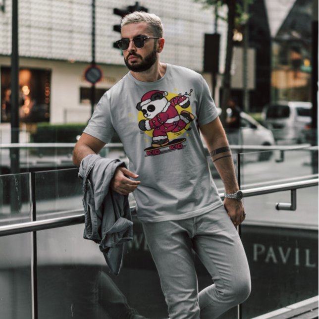 T-shirt Patinage Père Noël Panda (Créateur téléchargé)