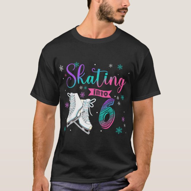 T-shirt Patinage sur glace 6e fête d'anniversaire Famille  (Devant)