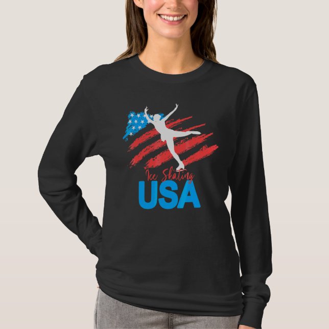 T-shirt Patinage Sur Glace Dance Support L'Équipe Usa Drap (Devant)