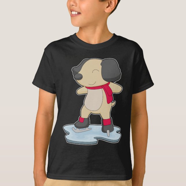 T-shirt Patinage sur glace de chien Patins sur glace (Devant)