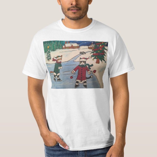 T-shirt Patinage sur glace de Noël (Devant)