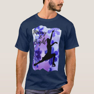 T-shirt Patinage sur glace de Noël Joyeux et neige violett