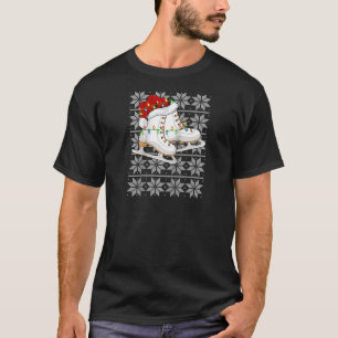 T-shirt Patinage sur glace Lumières de Noël Santa Hat Pati