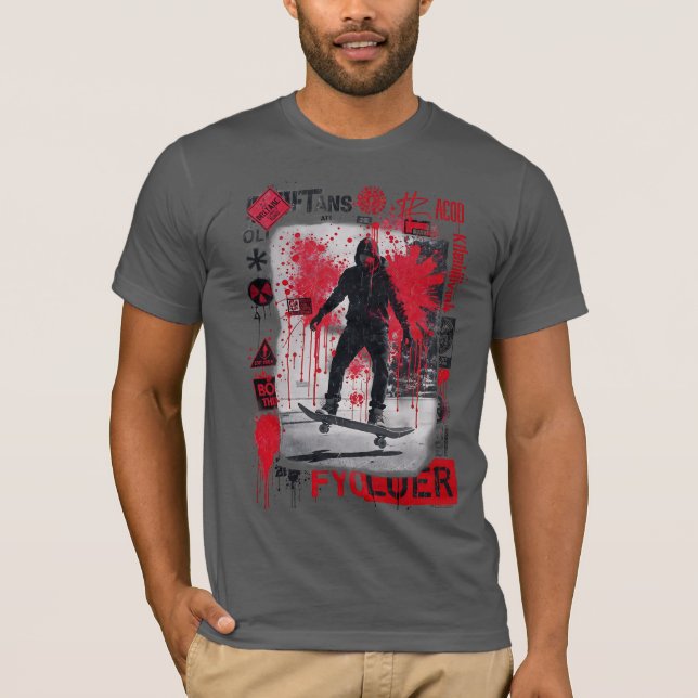 T-shirt Patinage urbain - Chemise artistique Red Grunge St (Devant)