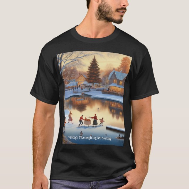 T-shirt Patinage vintage Thanksgiving (Devant)