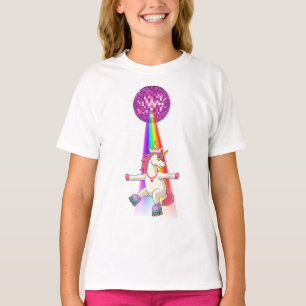 T-shirt Patineur à rouleaux arc-en-ciel Unicorn