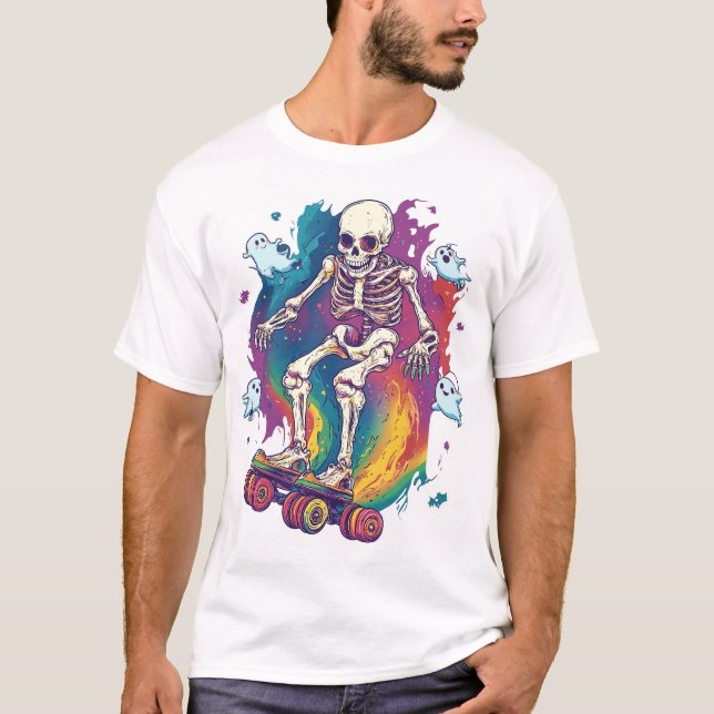 T-shirt Patineur à roulettes squelette (Devant)