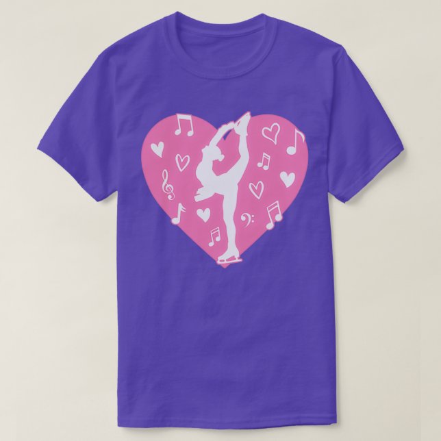 T-shirt Patineur artistique avec coeur rose (Design devant)