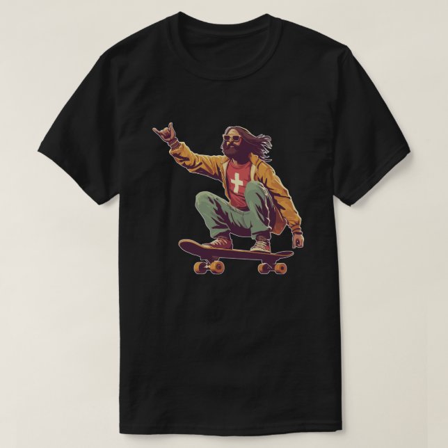 T-shirt Patineur cool à la mode Jésus Christ (Design devant)