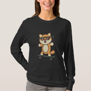 T-shirt Patineur Cool mignon chien avec lunettes de soleil