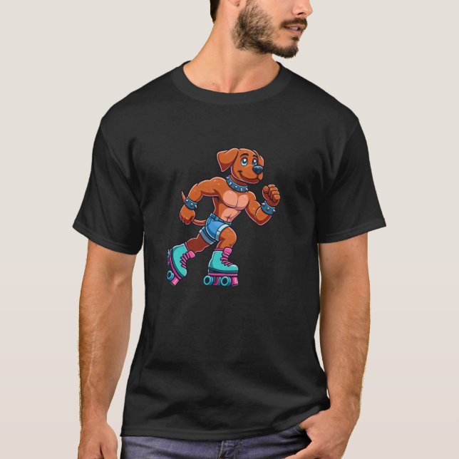 T-shirt Patineur drôle de chien Rhodesian Ridgeback (Devant)