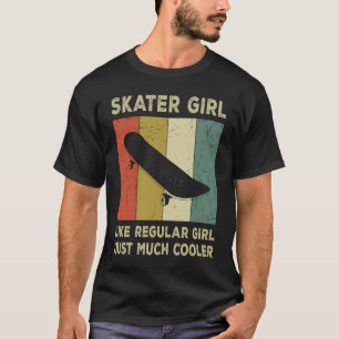 T-shirt Patineuse cool Fille Rétro Skateboard Skateboard V