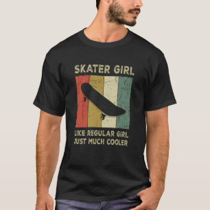 T-shirt Patineuse cool Fille Rétro Skateboard Skateboard V