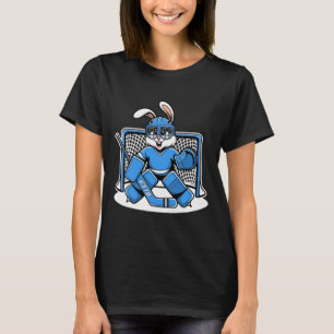 T-shirt Patins de gardien de but de hockey Bunny Bleu Bâto