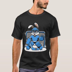 T-shirt Patins de gardien de but de hockey Bunny Bleu Bâto