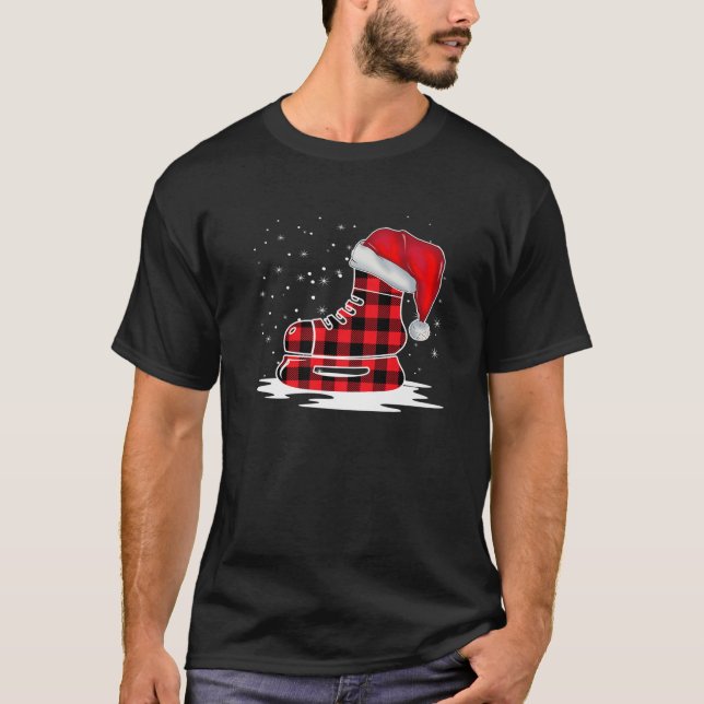T-shirt Patins de hockey sur glace Groupe Red Plaid (Devant)