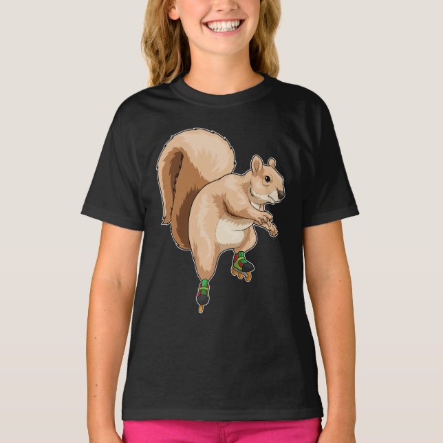 T-shirt Patins en ligne pour écureuil (Devant)