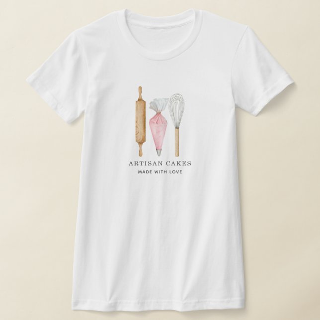 T-shirt Pâtisserie Chef Aquarelle Cuisine Ustensiles (Poser)