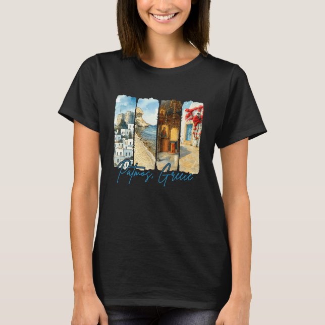 T-shirt Patmos Greece Traveling Trip Brushstroke Souvenir  (Devant)