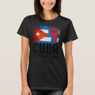T-shirt Patria Y Vida Cuba Drapeau Cuba Poing cubain Libre