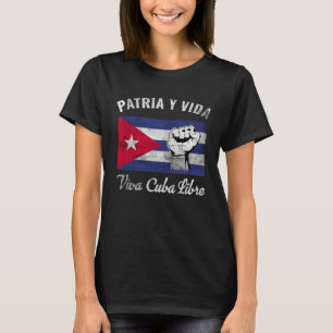 T-shirt Patria Y Vida Viva Cuba Libre Cuba Drapeau Cubano