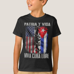 T-shirt Patria Y Vida Viva Cuba Libre Patriotique Rétro US
