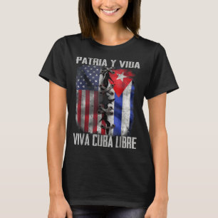 T-shirt Patria Y Vida Vive Cuba Libre Patriotique Rétro US