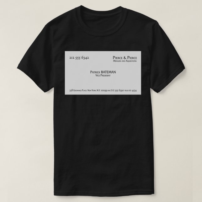 T-shirt Patrick Bateman Carte de visite Art encadré Imprim (Design devant)